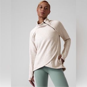 Athleta Cozy Karma Asym Pullover Oatmeal Heather XL